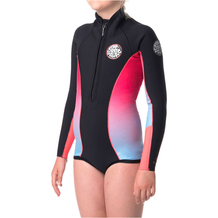 Rip Curl Junior Girls G-Bomb 1mm Long Sleeve Shorty Wetsuit BRIGHT